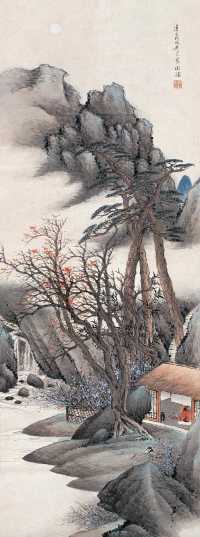周镐 戊戌（1838年）作 松梅隐居图 轴